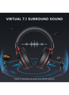EKSA EKSA E900 Pro USB Gaming Headset-Xbox One Headset with 7.1 Surround Sound, PS4/PS5 Headset Noise Cancelling Headset with Mic&LED Light, Compatible with PC, PS4, PS5, Xbox One Controller, Nintendo Switch  - Image 2