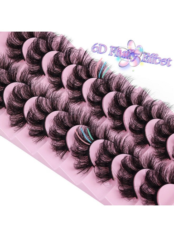 Goddvenus Mink Lashes Fluffy 20 Mm Thick D Curl False Eyelashes Dramatic Long Strip Lashes Pack 6D Curly Wispy Full Fake Eyelashes That Look Like Extension By Goddvenus - Image 2