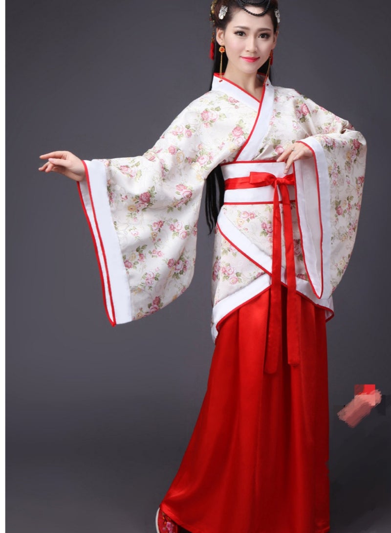 طقم زي تنكري نسائي من Hanfu Tang مصنوع من قماش الزهور