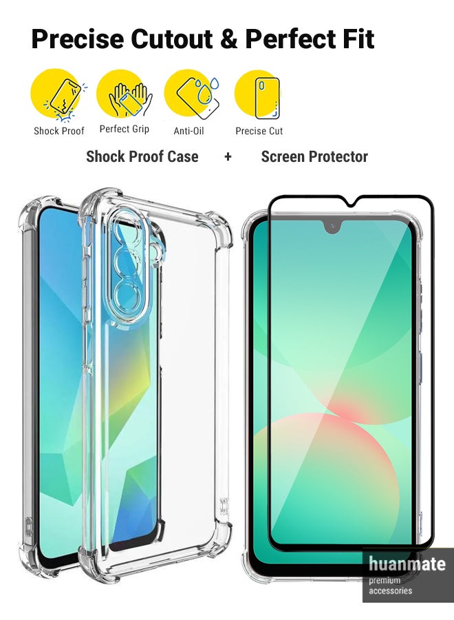 huanmate 2 in 1 Samsung Galaxy A26 Protection Pack - Ultra Clear Shockproof Case & Edge-to-Edge Screen Protector, 360 Degree Protection, Back Cover & Screen Protector for Samsung Galaxy A26 - Image 2