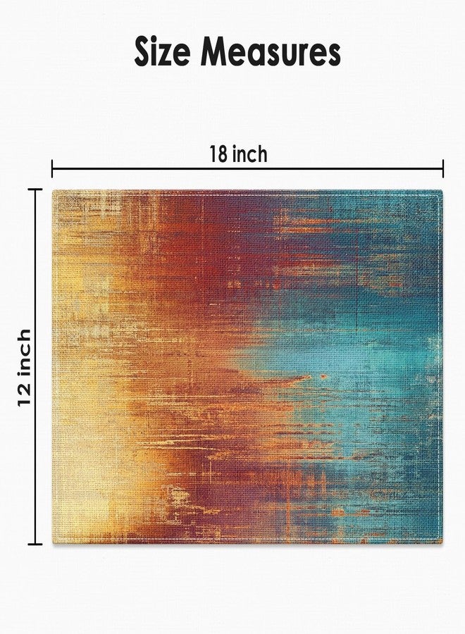 Emvency Farmhouse Placemats Set of 4, 12x18 Inch Blue and Orange Vintage Abstract Messy Rust Painting Table Mats for Outdoor Home Party Kitchen Dining Decoration - Image 2