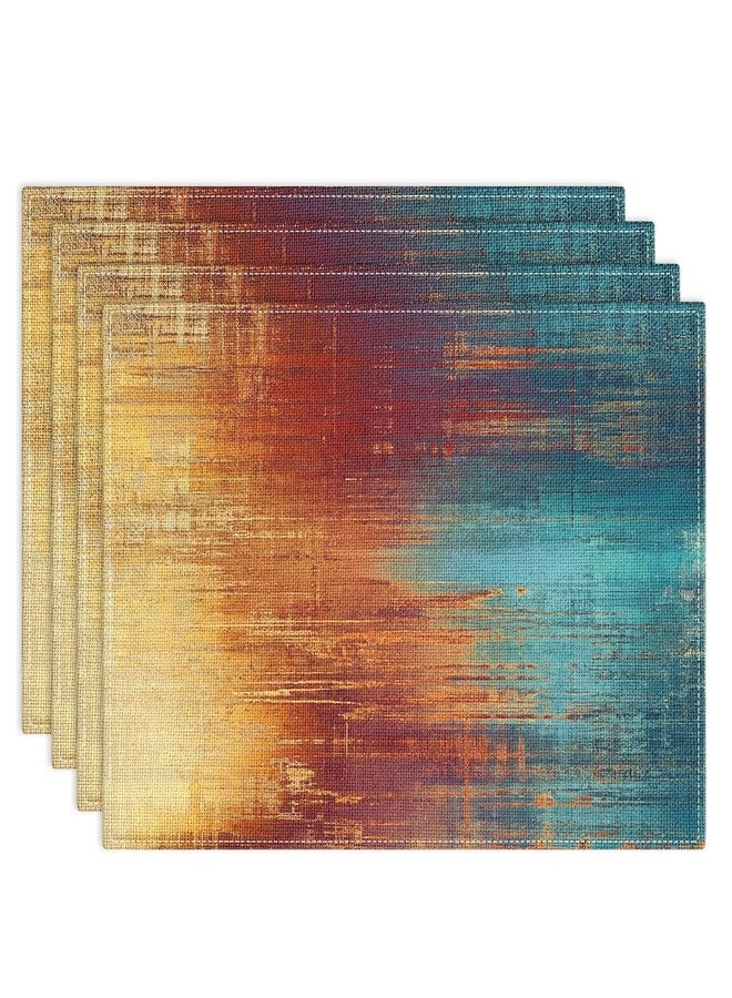 Emvency Farmhouse Placemats Set of 4, 12x18 Inch Blue and Orange Vintage Abstract Messy Rust Painting Table Mats for Outdoor Home Party Kitchen Dining Decoration - Image 1