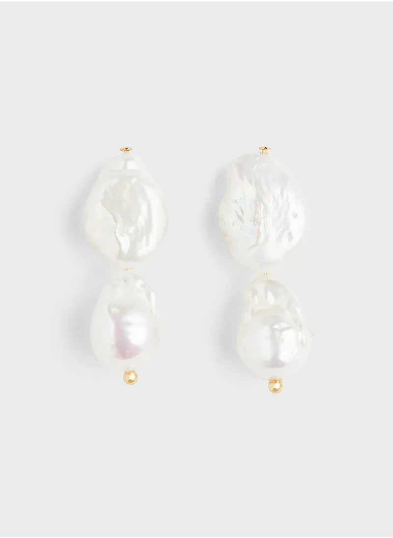 H&M Gold-Plated Pearl Pendant Earrings