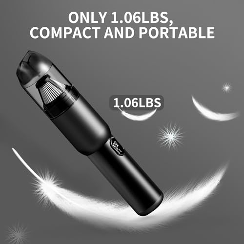SZFIXEZ Handheld Car Vacuum Cleaner, Cordless Portable 20KPA Powerful Suction With LED Light, 2-in-1 Air Inflator, Low Noise Rechargeable Mini for Car Home Pet Office - Image 3