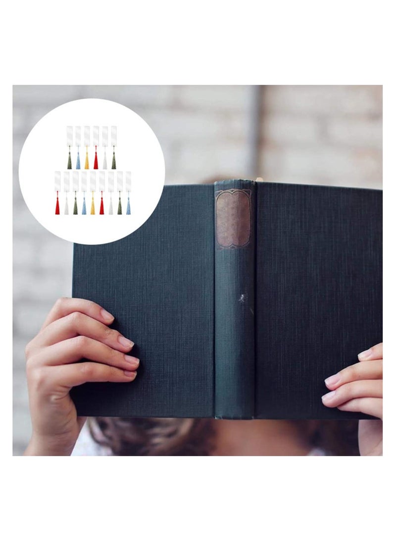SYOSI 15 Pieces Blank Acrylic Bookmark Set Craft Clear Acrylic Blank Bookmark with Mini Bookmark Tassel, KASTWAVE for DIY Projects and Present Tag Crafts Party Decor - Image 2