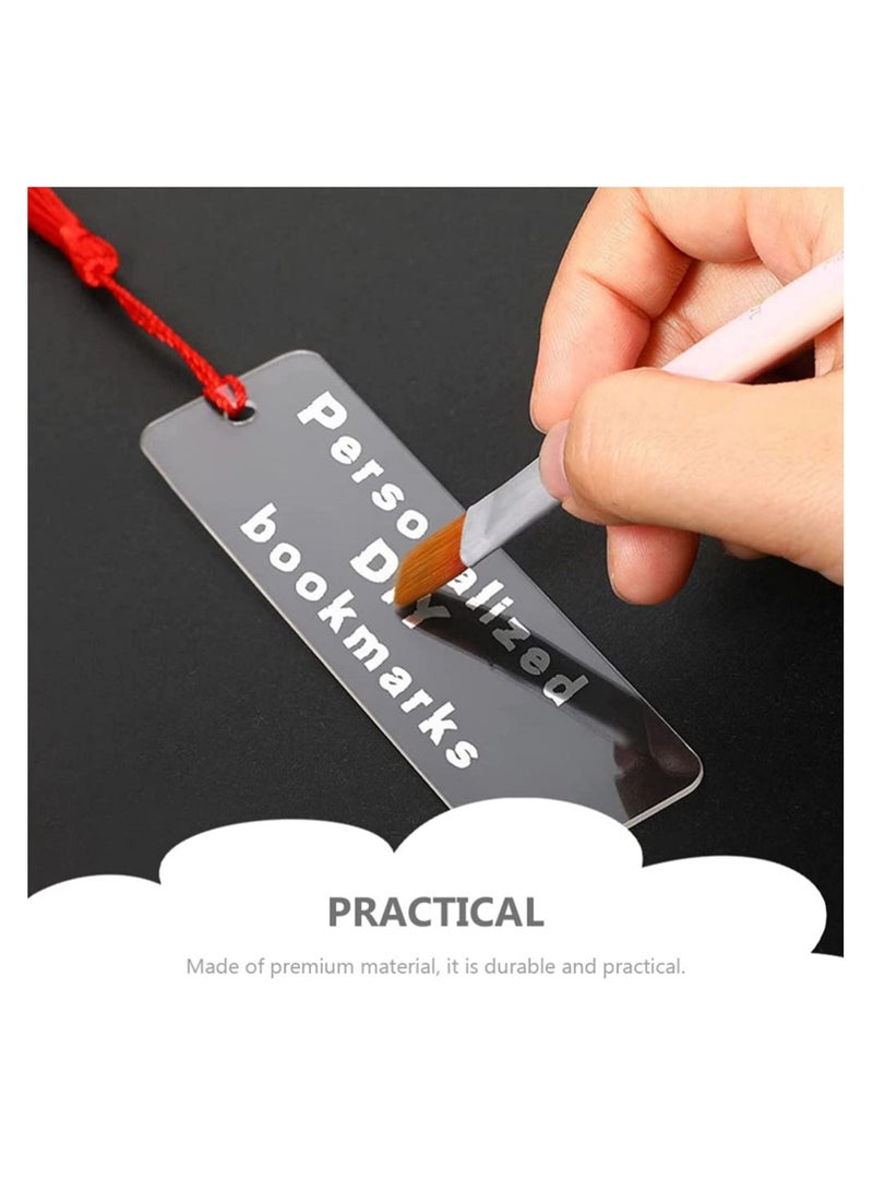 SYOSI 15 Pieces Blank Acrylic Bookmark Set Craft Clear Acrylic Blank Bookmark with Mini Bookmark Tassel, KASTWAVE for DIY Projects and Present Tag Crafts Party Decor - Image 3