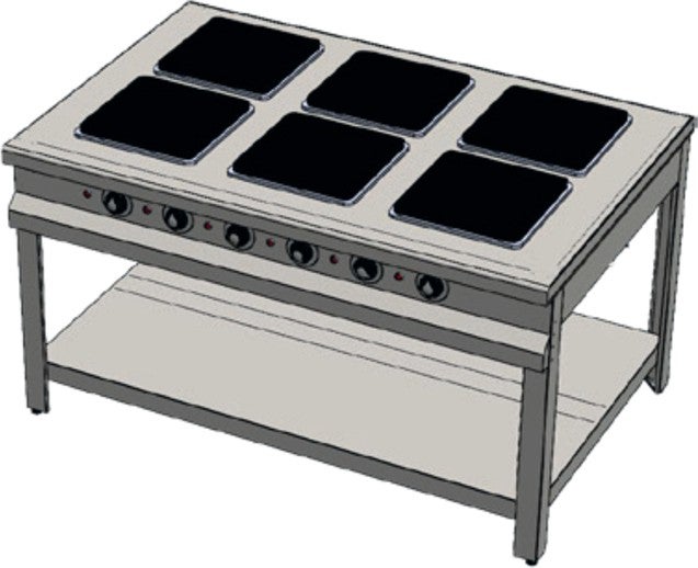 CSA Inox Karacasan Industrial 6-Burner Electric Cooker with Base Shelf 