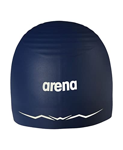 Arena Silicone Racing Swim Cap Men and Women Aquaforce Wave Hydrodynamic Performance Competitive Intensive Swimming Navy Large - Image 1