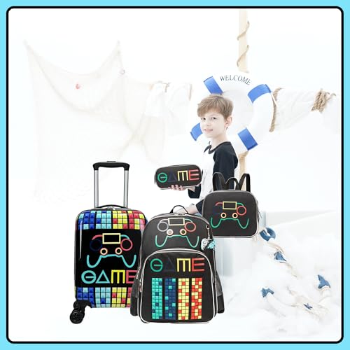 Inprof Kid’s Luggage Set 5 Piece Suitcase Set 16’’ Hardside Luggage with Spinner Wheels Girls Boys Carry on Luggage Travel Rolling Luggage Airline Approved - Image 5