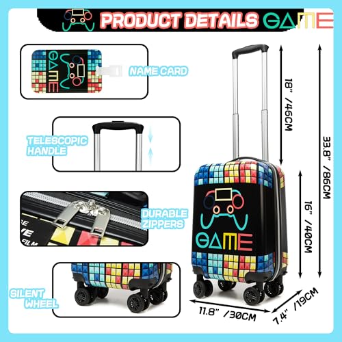 Inprof Kid’s Luggage Set 5 Piece Suitcase Set 16’’ Hardside Luggage with Spinner Wheels Girls Boys Carry on Luggage Travel Rolling Luggage Airline Approved - Image 2
