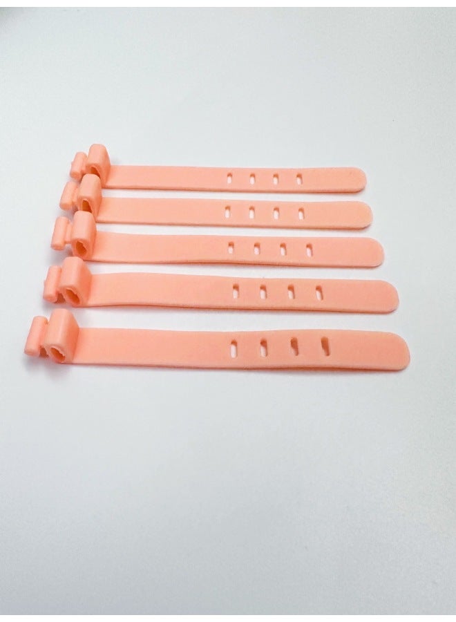 Loquat 95mm Silicone Cable Ties Earphone Organizer Data Cable Ties Desktop Convenient Bundling Charging Winder-Color:Orange Yellow 4-hole Flat Buckle (95 * 10mm) - Image 1