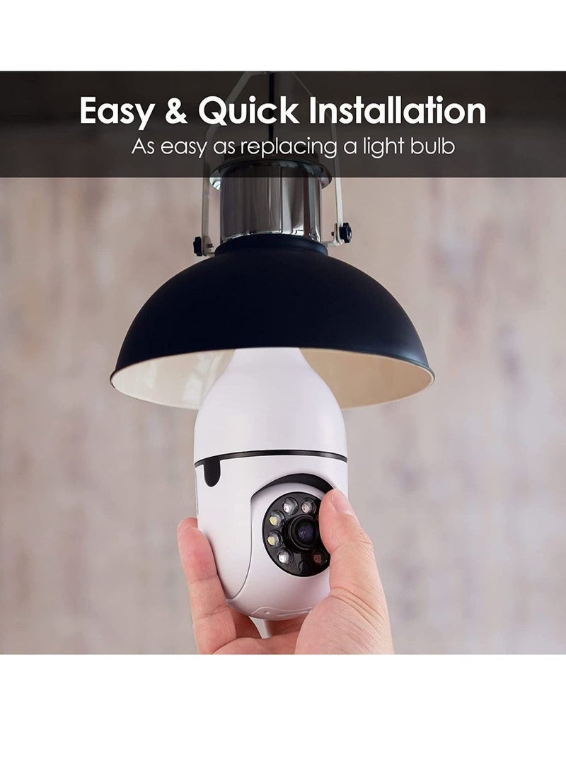 1080P Security Wireless Camera, Light Bulb Security Camera 360 Degree 2.4GHz & 5G WiFi IP Camera for Home Indoor Outdoor Security, Human Motion Detection and Alarm Two Way Talk - Image 3