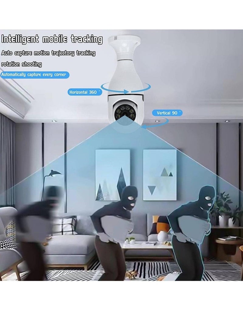 1080P Security Wireless Camera, Light Bulb Security Camera 360 Degree 2.4GHz & 5G WiFi IP Camera for Home Indoor Outdoor Security, Human Motion Detection and Alarm Two Way Talk - Image 4