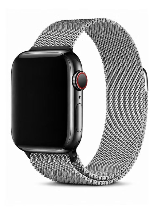 ELTRAZONE Magnetic Milanese Loop Band Compatible with Apple Watch Series 11/10/9/8/7/6/5/4/3/2/1 SE 3/2/1, Stainless Steel Mesh Strap, Adjustable Magnetic Closure, 38/40/41/42mm Silver - Image 1