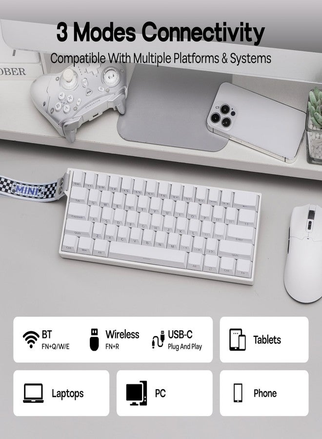 MechLands Aula Mini60 HE PRO Wireless Hall Effect Keyboard, 4000mAh, SOCD & DKS, Magnetic Gaming Keyboard with Fast Trigger, Adjustable Actuation, 8K Polling, RGB Backlit, Sound Dampening (White) - Image 5