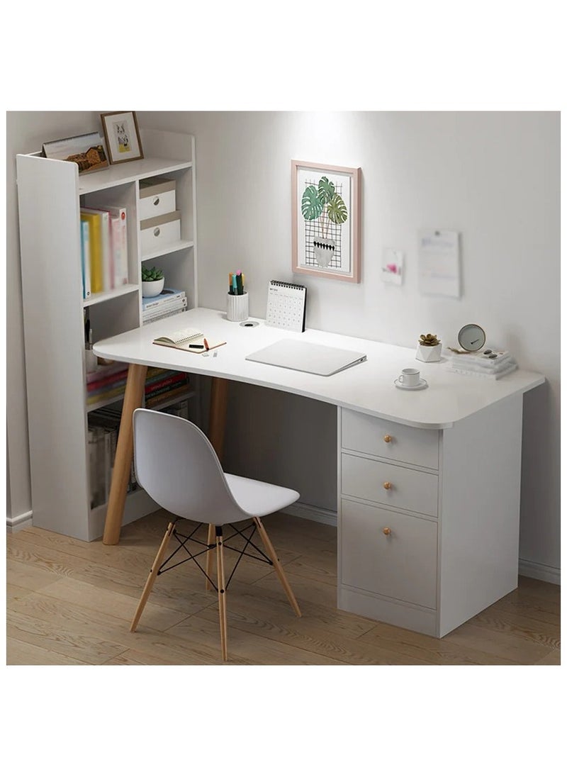 AGD Modern Computer Desk with Shelves for Study Table, Laptop, Office Computer and Home - White  - Image 2