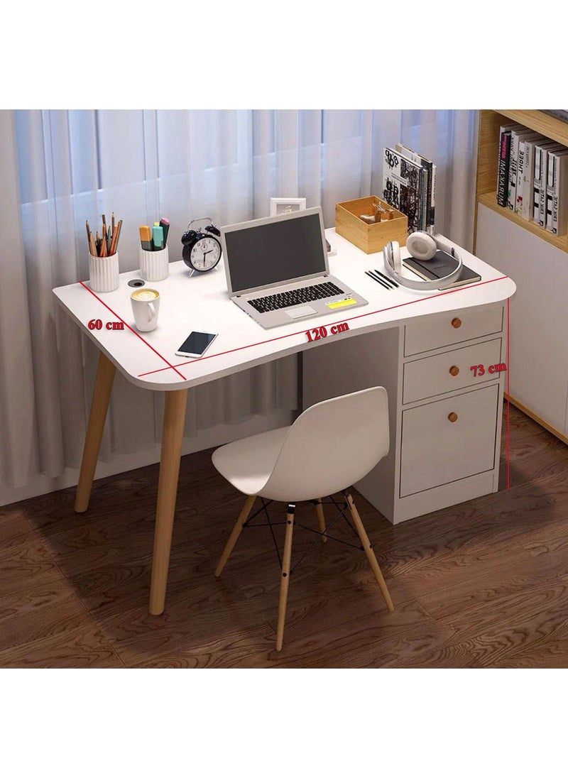AGD Modern Computer Desk with Shelves for Study Table, Laptop, Office Computer and Home - White  - Image 3