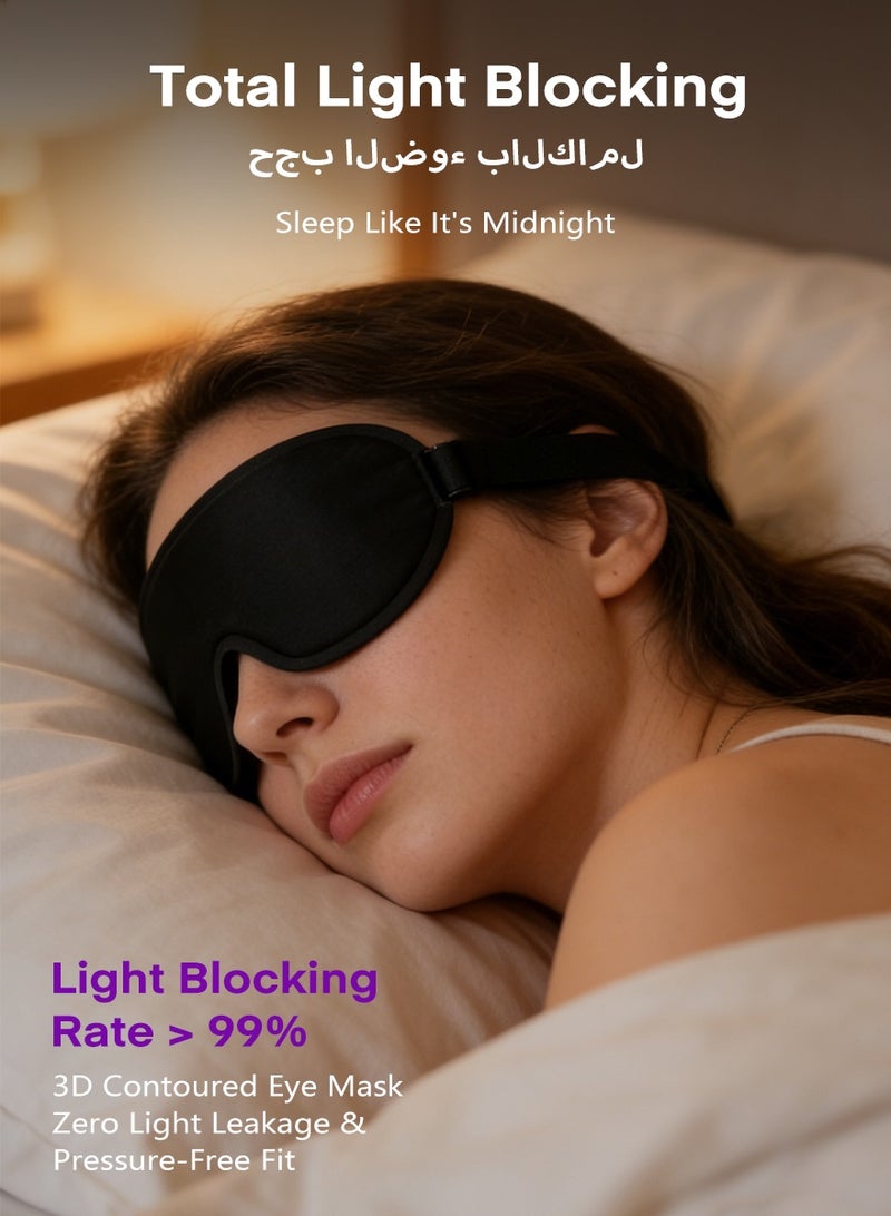 DPTER Sleep Eye Mask, Soft Comfortable and Darkening 3D Eye Mask with Adjustable Strap for Women Men Side Sleeper, No Eye Pressure 100% Blocking Light, Perfect Sleep Anytime, Anywhere, Black - Image 3