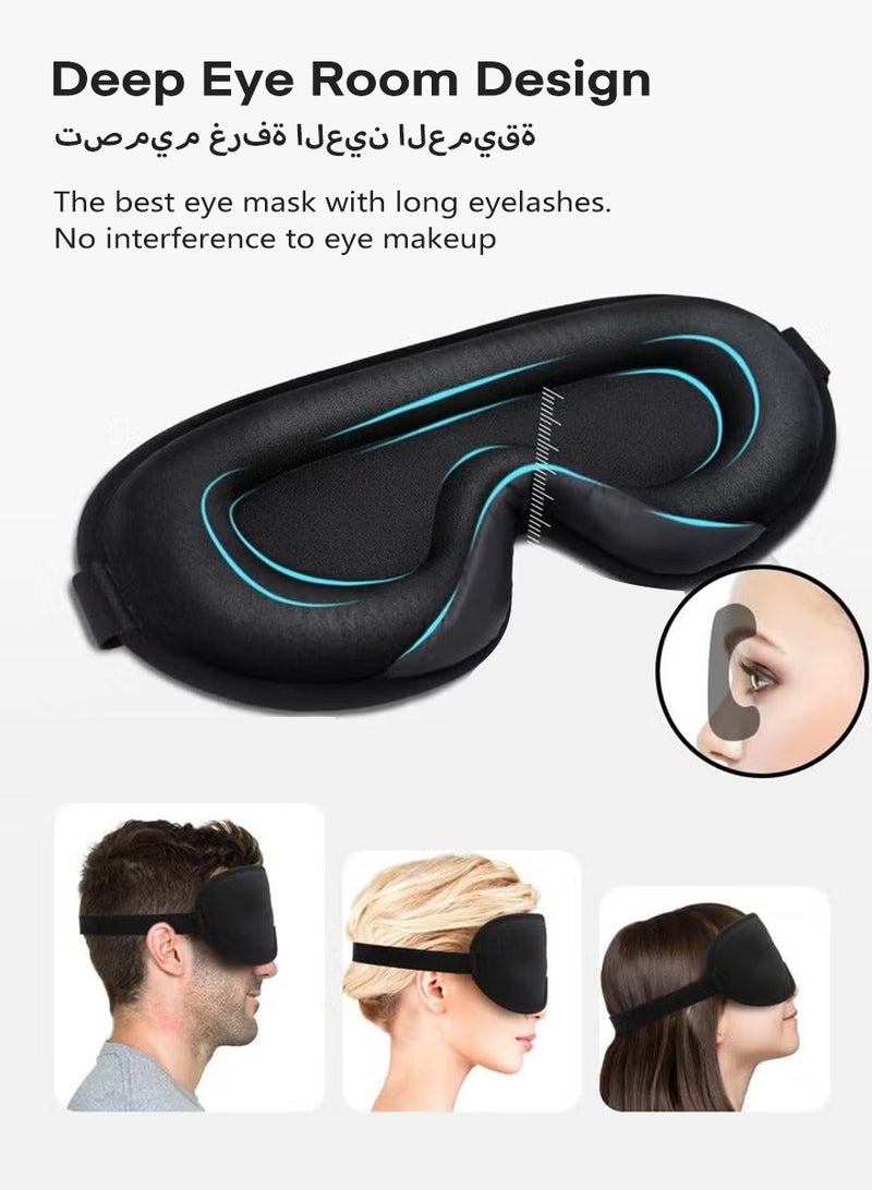 DPTER Sleep Eye Mask, Soft Comfortable and Darkening 3D Eye Mask with Adjustable Strap for Women Men Side Sleeper, No Eye Pressure 100% Blocking Light, Perfect Sleep Anytime, Anywhere, Black - Image 2