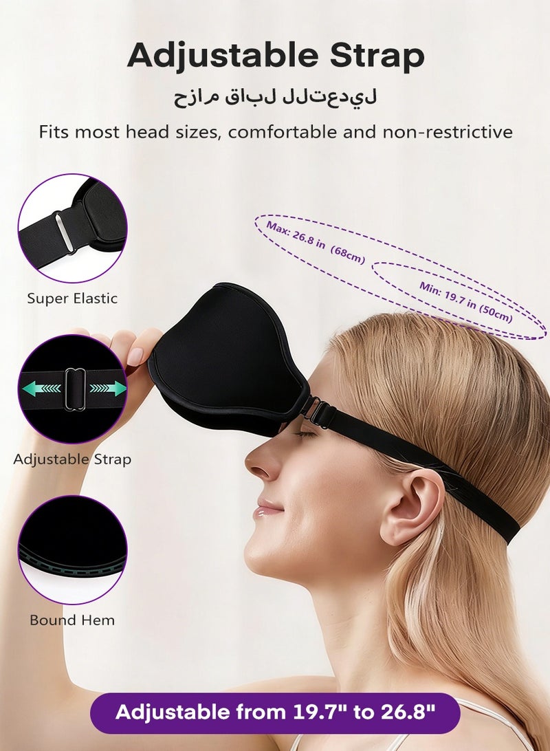 DPTER Sleep Eye Mask, Soft Comfortable and Darkening 3D Eye Mask with Adjustable Strap for Women Men Side Sleeper, No Eye Pressure 100% Blocking Light, Perfect Sleep Anytime, Anywhere, Black - Image 5
