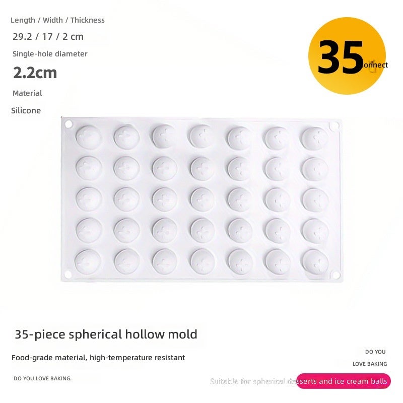 35-Cavity Flowing Filling Silicone Mold for Mooncakes, Bread, Chocolate & Hawthorn Balls - Image 1
