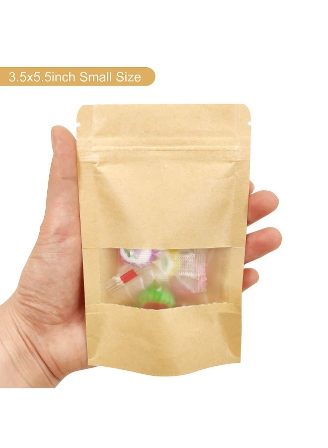 SumDirect Kraft Zip Lock Stand Up Food Bags Resealable Pouches With Notch And Matte Window 3.5X5.5 Inches 0.93Oz Pack Of 50 3.5 X5.5 - Image 2