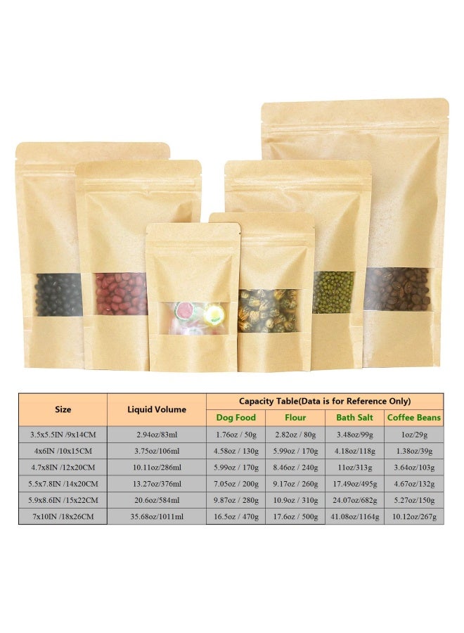 SumDirect Kraft Zip Lock Stand Up Food Bags Resealable Pouches With Notch And Matte Window 3.5X5.5 Inches 0.93Oz Pack Of 50 3.5 X5.5 - Image 5