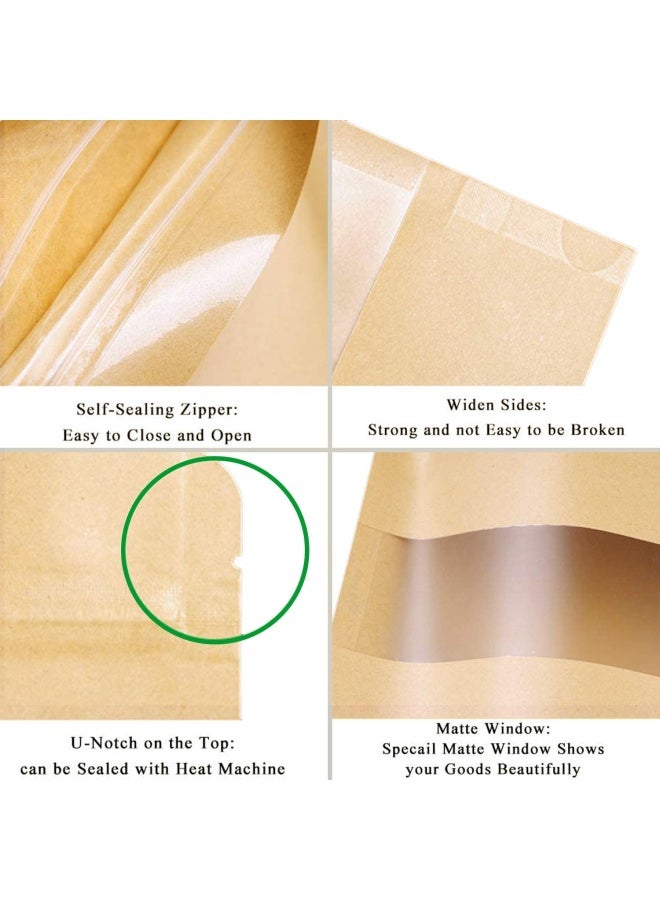 SumDirect Kraft Zip Lock Stand Up Food Bags Resealable Pouches With Notch And Matte Window 3.5X5.5 Inches 0.93Oz Pack Of 50 3.5 X5.5 - Image 4