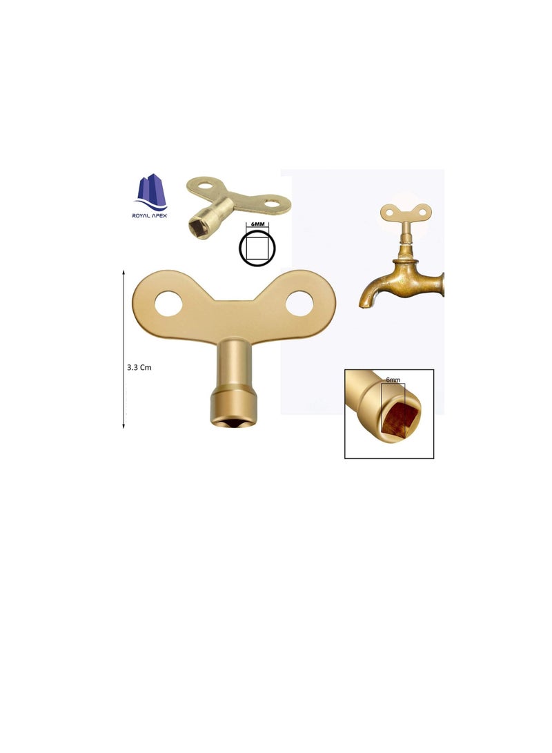 Faucet Key, Bathroom Sink Water Tap Knob Switch Brass Faucet Socket for Metal Tap and Radiator Valve Usage 6mm Square Hole Pack of 2 - Image 2