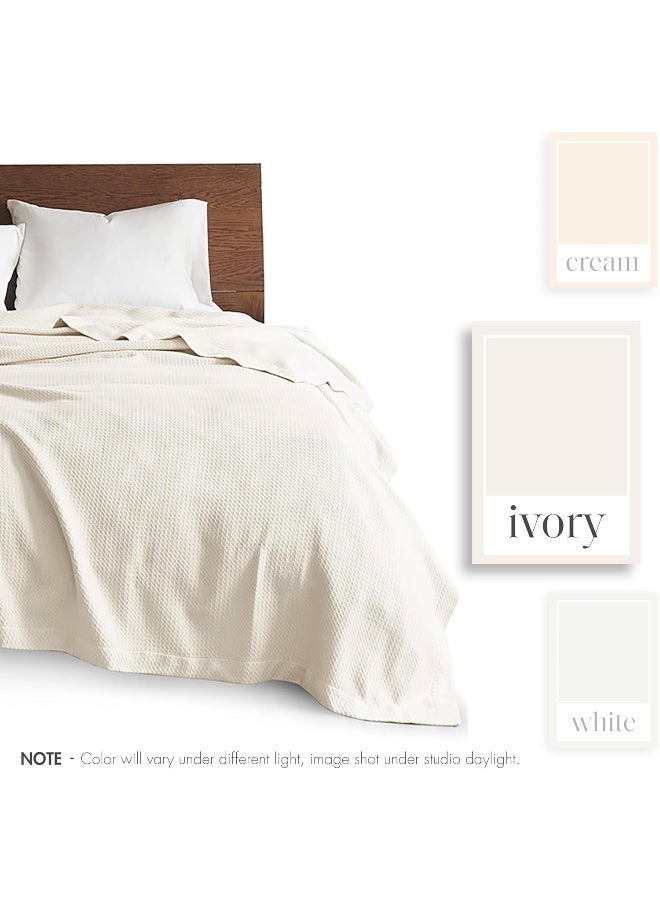 madison park Madison Park Soft Certified 100 Egyptian Cotton Breathable Cozy Blanket Premium Waffle Knit Classic Design Luxury All Season Lightweight Cover for Bed Couch and Sofa Cream Twin66x90  - Image 2