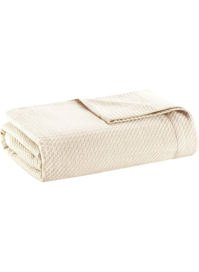 madison park Madison Park Soft Certified 100 Egyptian Cotton Breathable Cozy Blanket Premium Waffle Knit Classic Design Luxury All Season Lightweight Cover for Bed Couch and Sofa Cream Twin66x90  - Image 4