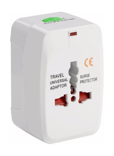 Travel Adapter, Universal Power Plug, Worldwide All in One AC Power Adapter, using for Multi Sockets, USA/UK/AU/AE/EU with Lock and Unlock Button and Safety Shutter