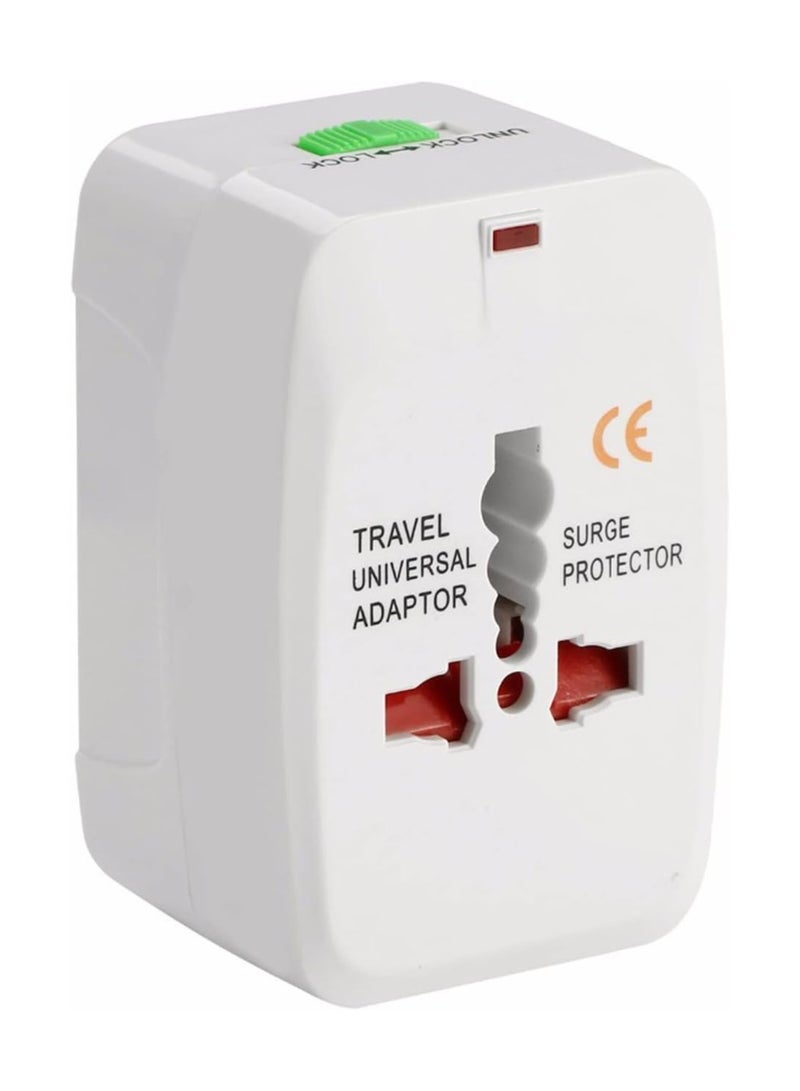 Travel Adapter, Universal Power Plug, Worldwide All in One AC Power Adapter, using for Multi Sockets, USA/UK/AU/AE/EU with Lock and Unlock Button and Safety Shutter  - Image 1