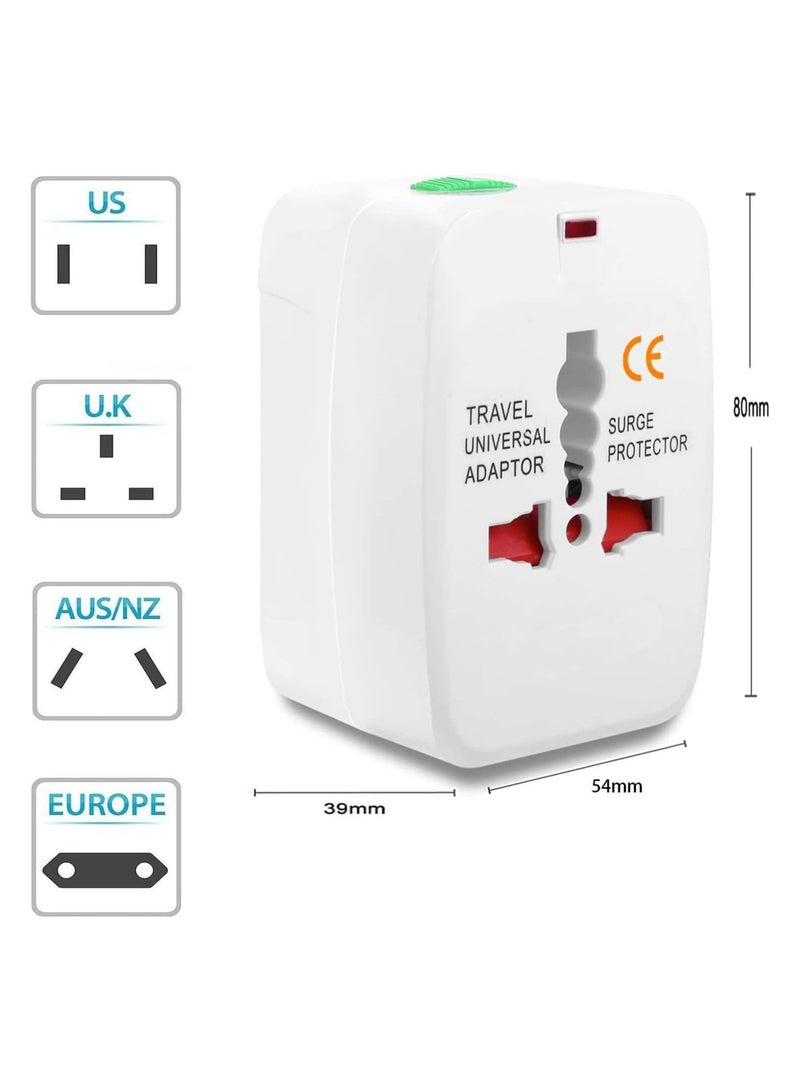 Travel Adapter, Universal Power Plug, Worldwide All in One AC Power Adapter, using for Multi Sockets, USA/UK/AU/AE/EU with Lock and Unlock Button and Safety Shutter  - Image 2
