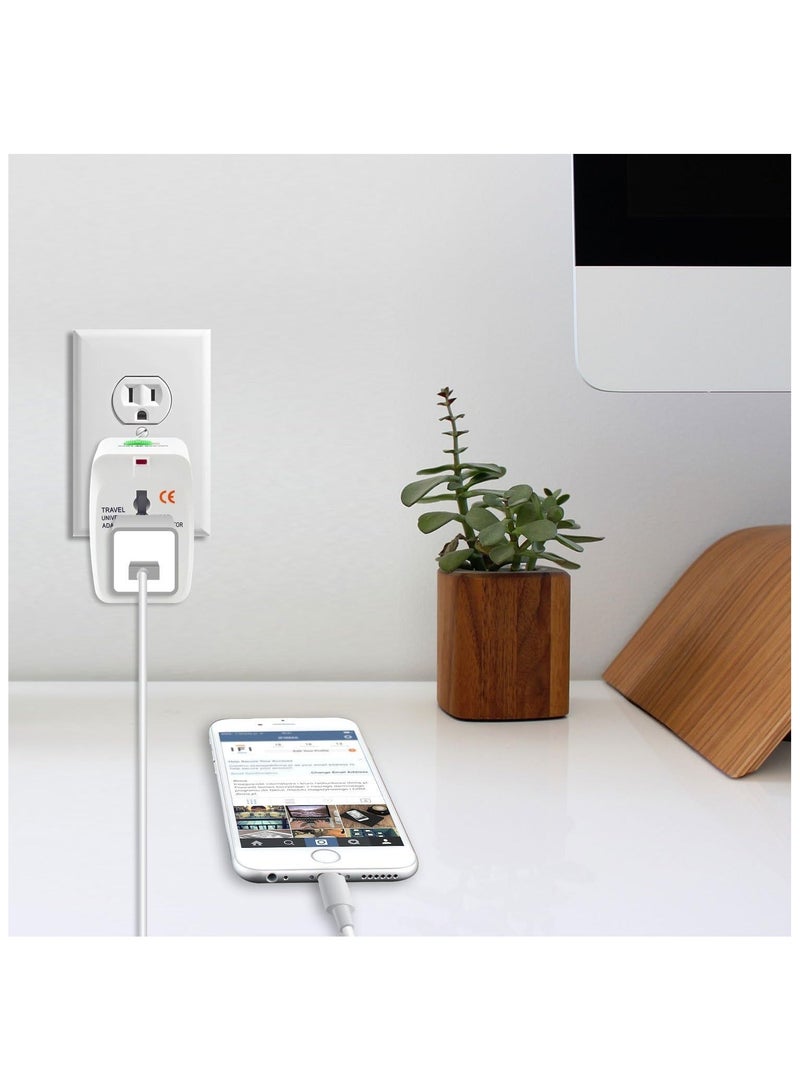 Travel Adapter, Universal Power Plug, Worldwide All in One AC Power Adapter, using for Multi Sockets, USA/UK/AU/AE/EU with Lock and Unlock Button and Safety Shutter  - Image 3