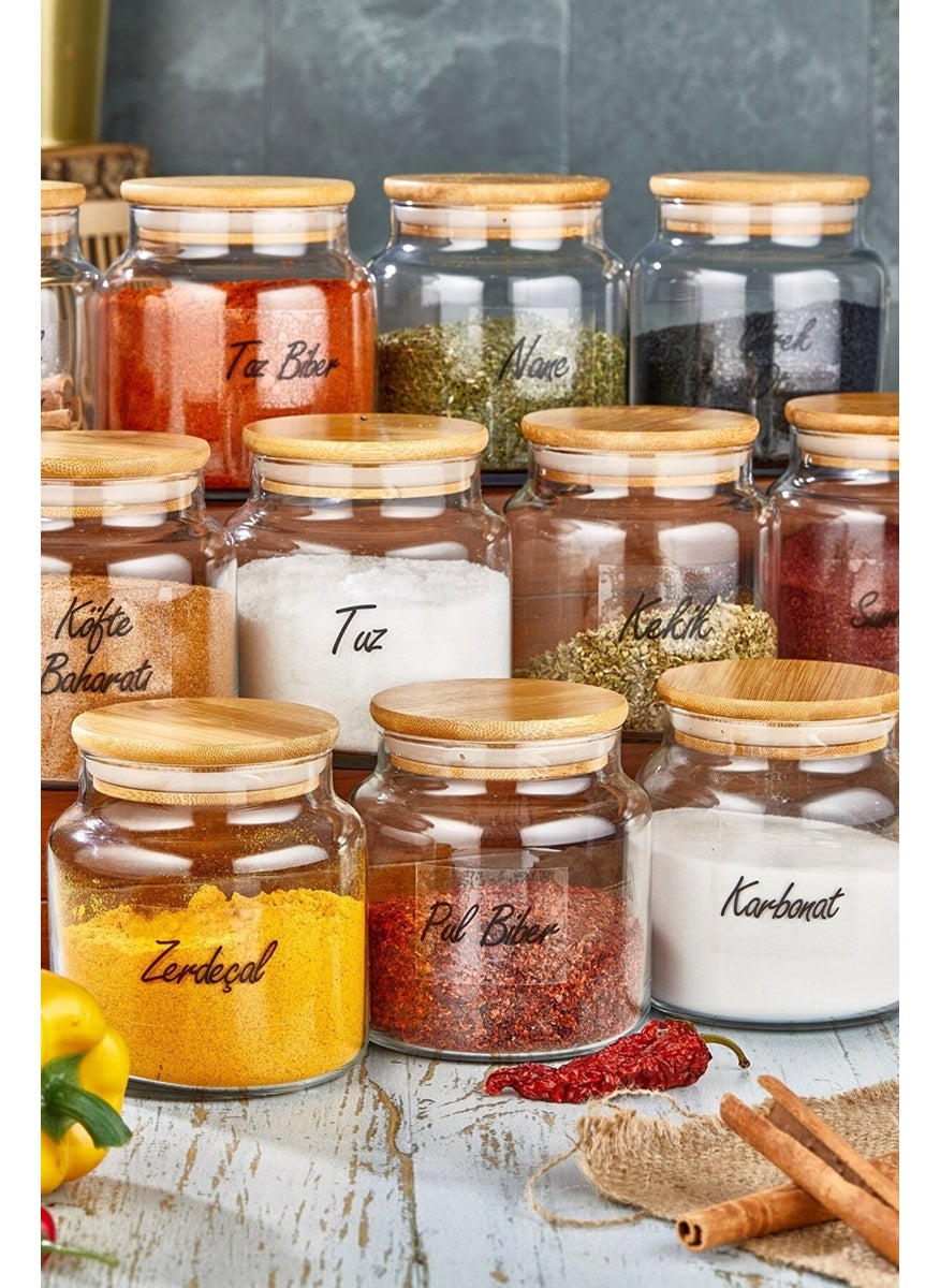 Fbz Home 12-Piece Lux 500 ml Labeled Glass Jar with Lid Storage Container Spice Jar Set  - Image 3