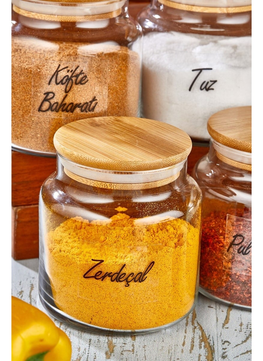 Fbz Home 12-Piece Lux 500 ml Labeled Glass Jar with Lid Storage Container Spice Jar Set  - Image 4