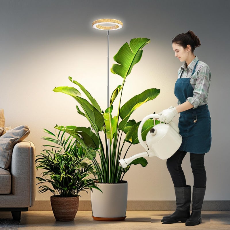 Kullsinss Grow Lights for Indoor Plants, Full Spectrum Plant Lights for Indoor Growing with 6/12/16H Timer, 3 Color Modes, 5 Brightness, 10"-65" Height Adjustable Wood Grain Plant Growing Lamp - Image 1