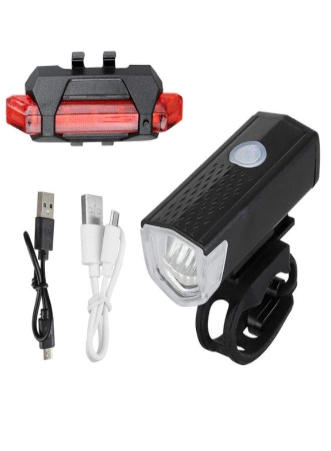 RESHNE Combo of Bicycle LED USB Rechargeable Head Light and Tail Light (Black) - Image 1