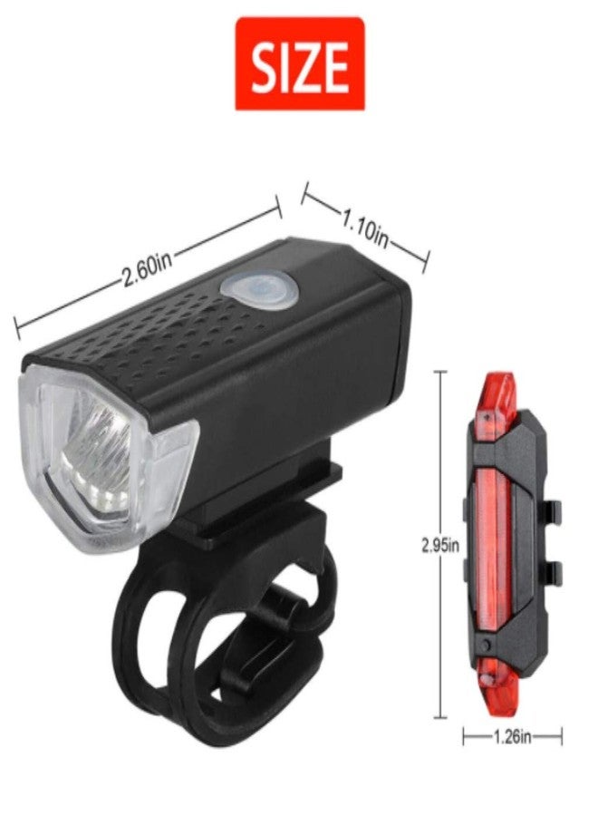 RESHNE Combo of Bicycle LED USB Rechargeable Head Light and Tail Light (Black) - Image 4