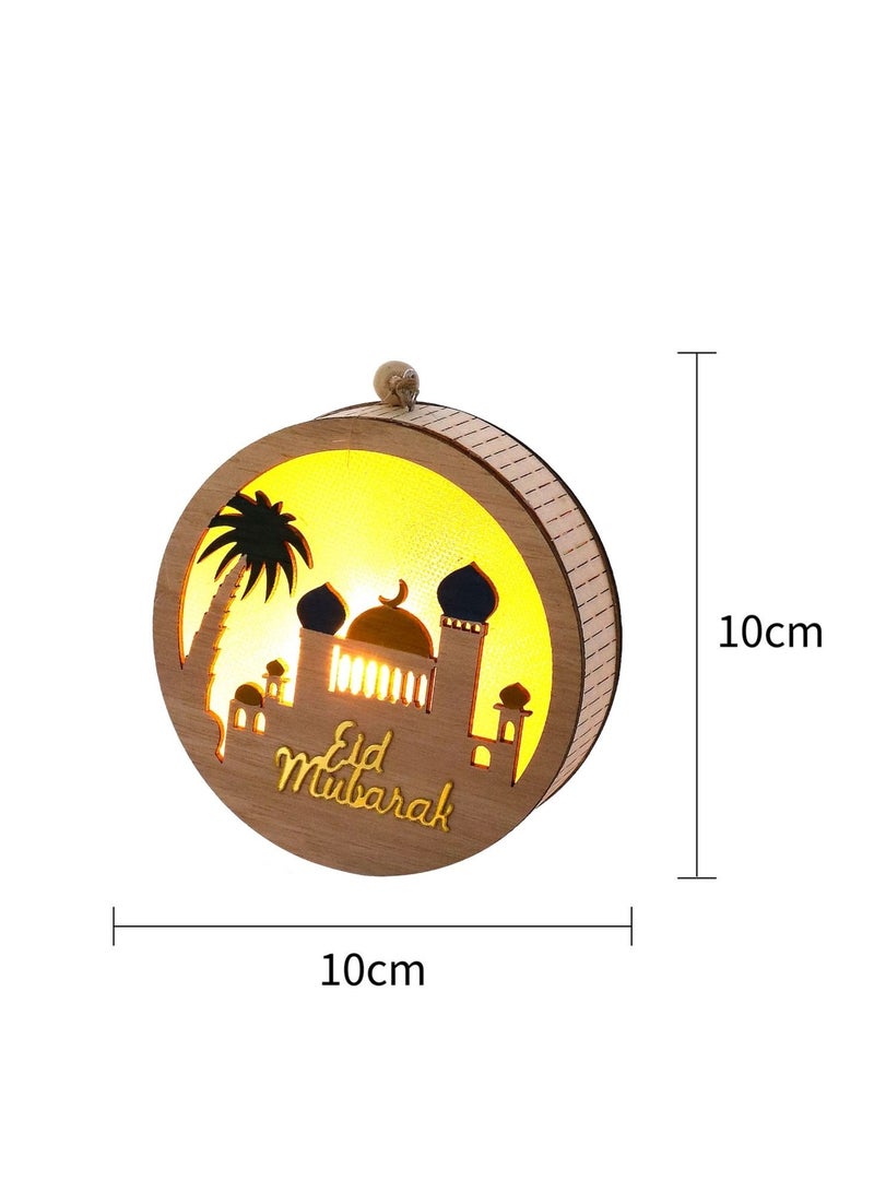 Highland Wooden Round LED Eid Mubarak Light Decorations  - Image 3