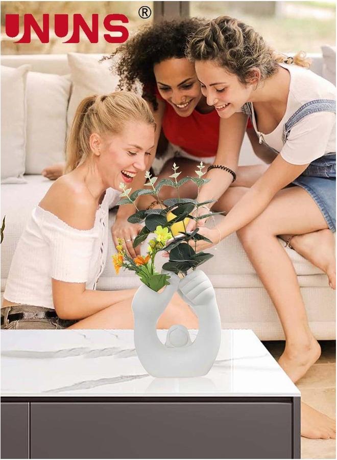 UNUNS Nordic Matting Vase,Modern Ceramic Double Hole Vase For Centrepiece,Ceramic Vases Home Decor,White - Image 5