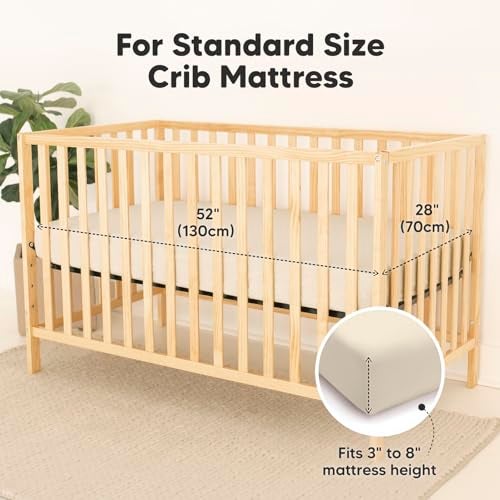 KeaBabies 2-Pack Waterproof Baby Crib Sheets for Boys, Girls - 52x28 Viscose Derived from Bamboo Toddler Bed Sheet Neutral, Fitted Crib Mattress Protector Cover for Baby Bedding, Soft & Gentle (Ecru) - Image 2