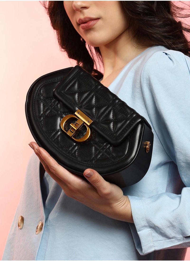 Haute Sauce The Quilted Curve Sling Bag - Midnight Black  - Image 2
