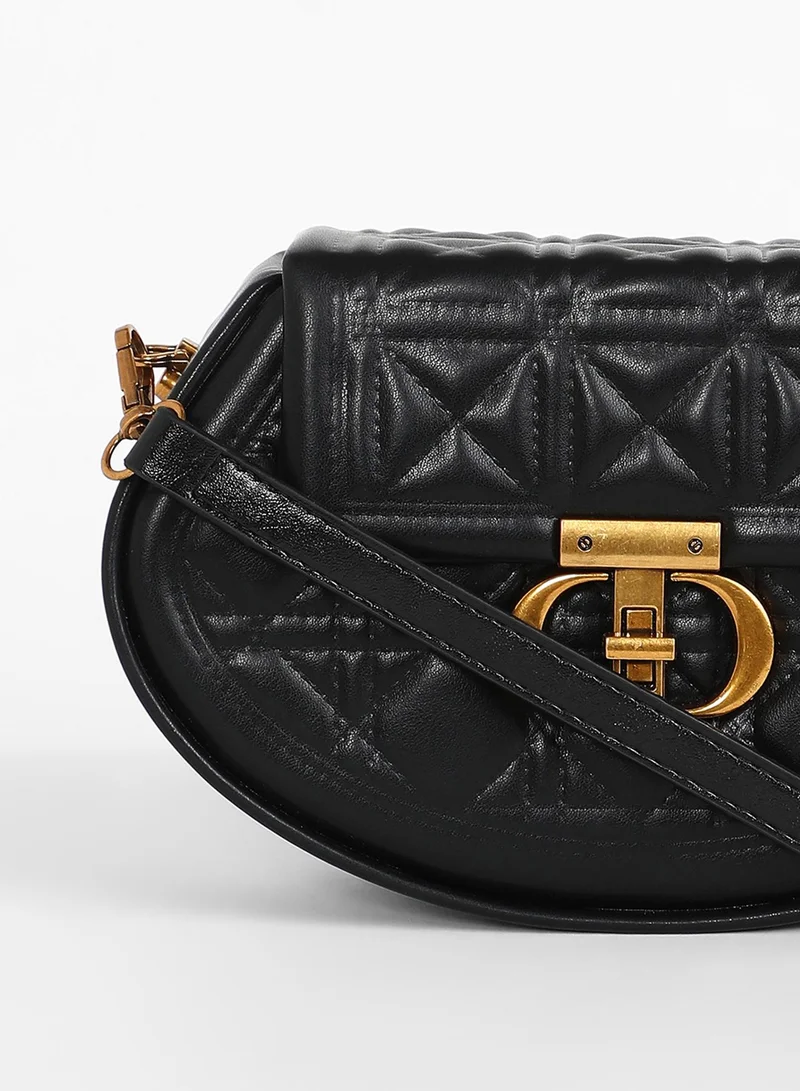 Haute Sauce The Quilted Curve Sling Bag - Midnight Black