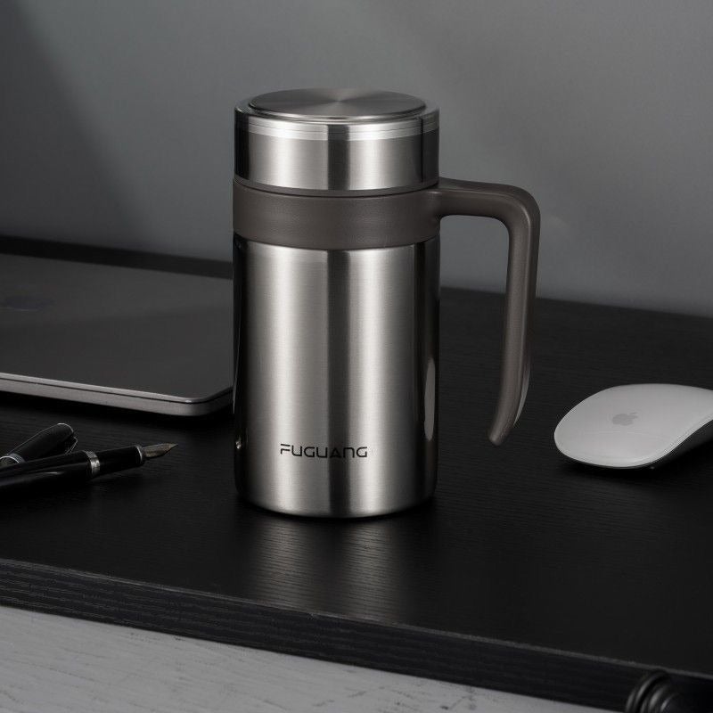 FUGUANG 304 Stainless Steel Insulated Water Bottle with Tea Separator, Handle & Filter - Large Capacity for Office & Home - Image 1