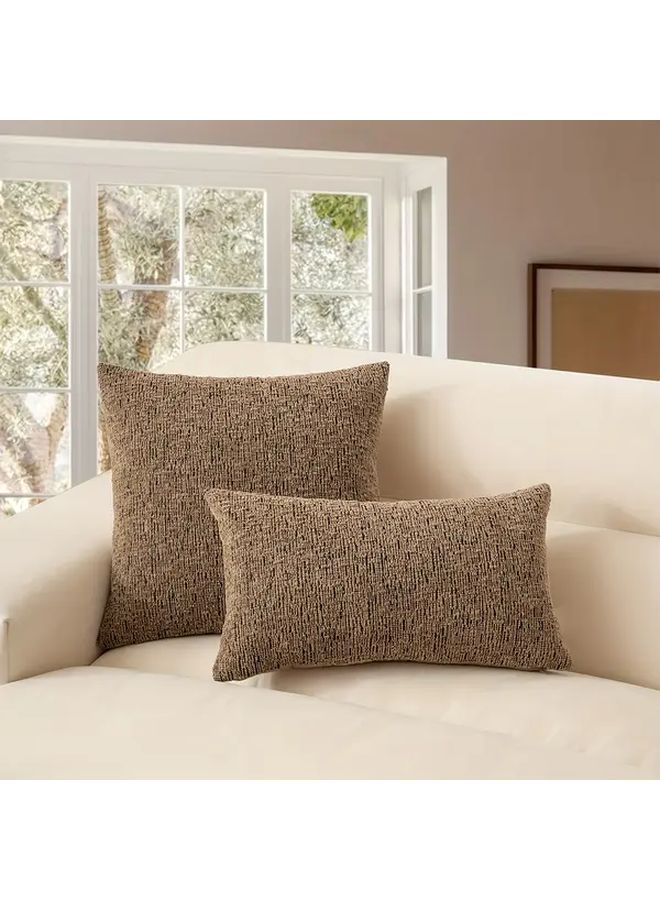 Burgundy Red Modern Chenille Pillow Cover 19.69x11.81 Inch Striped Textured Sofa Accent - Image 4