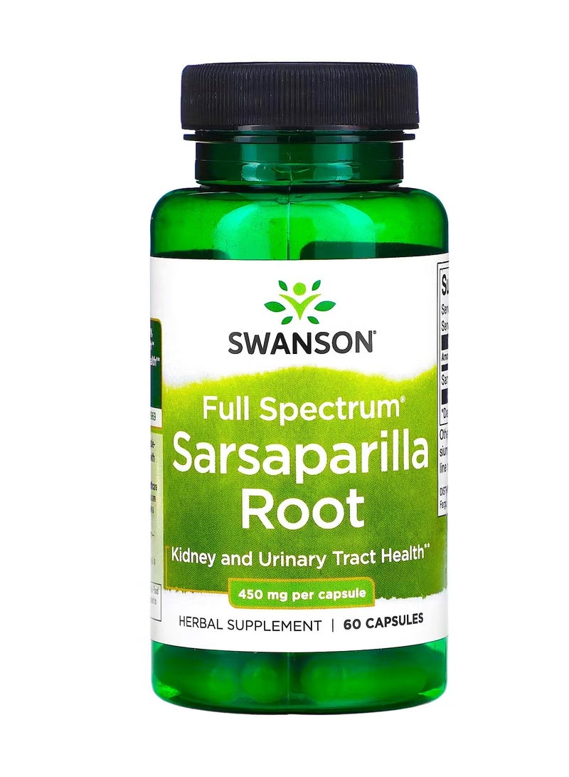 SWANSON Full Spectrum Sarsaparilla Root, 450 mg, 60 Capsules - Image 1