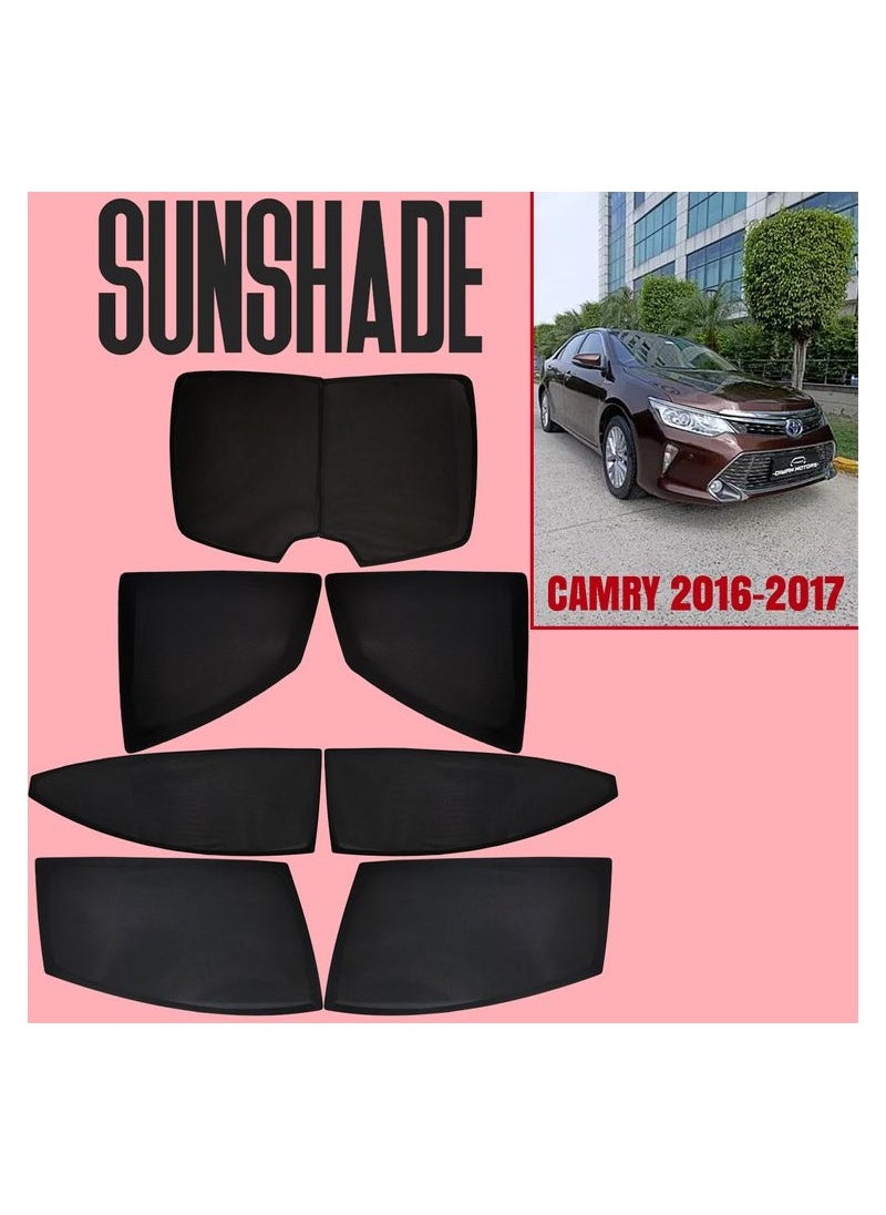 CAMRY - 7-Piece Custom Sun Shade Set for CAMRY 2016-2017, Full Window Protection, UV Blocker for Front, Side, and Rear Windows - Image 1