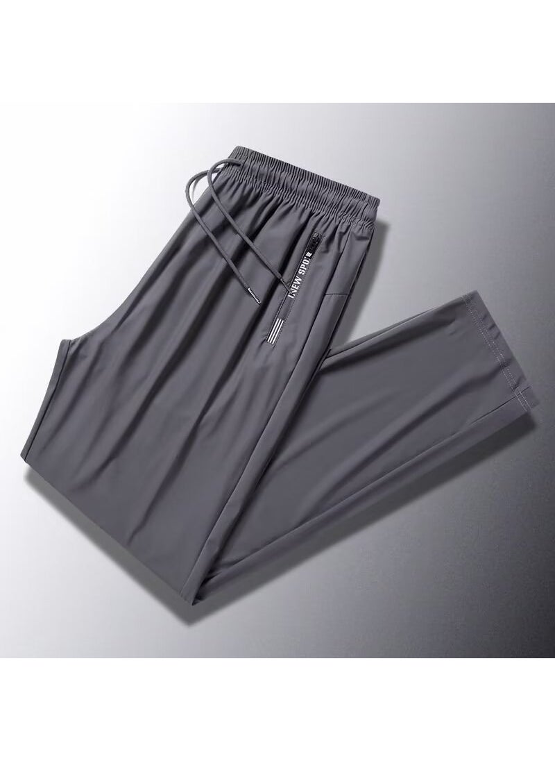 Generic - Ice Silk Mens Summer Thin Sporty Casual Nine-Piece Large Size Harlan Pants Trendy All-Match Sweatpants Breathable High Elasticity black toe - Image 1
